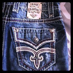 Rock Revival Jeans EUC red and white stich